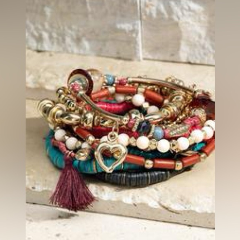 Multi Strand Multi Color Beaded Stretch Bracelet NWT